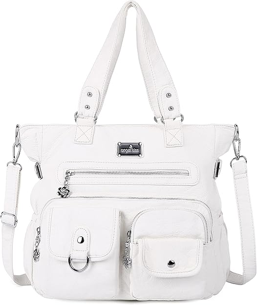 ANGELKISS SOFT LEATHER WOMEN'S WHITE PURSE